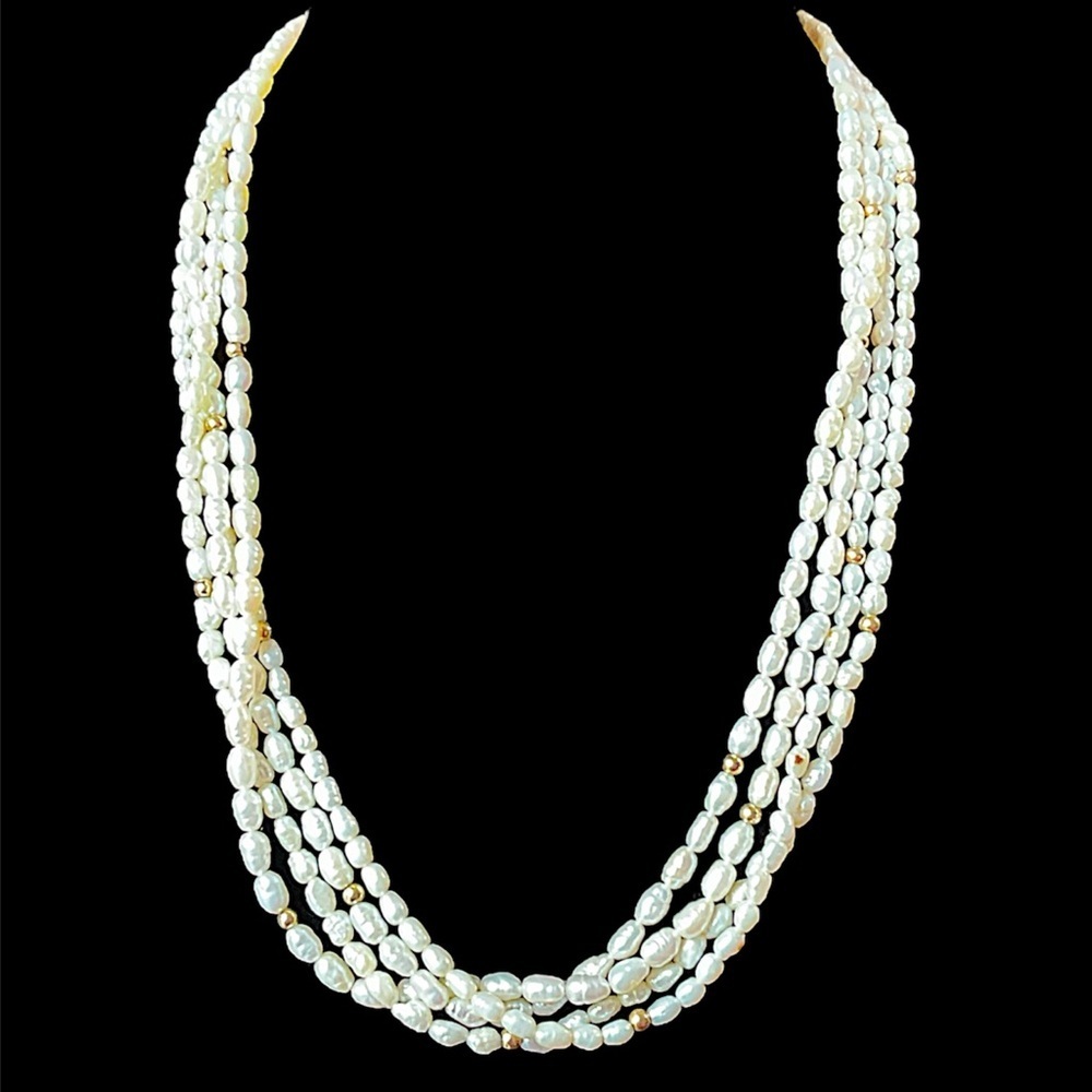 Vintage Gold Filled Freshwater Cultured Pearl Five Strand Torsade Necklace